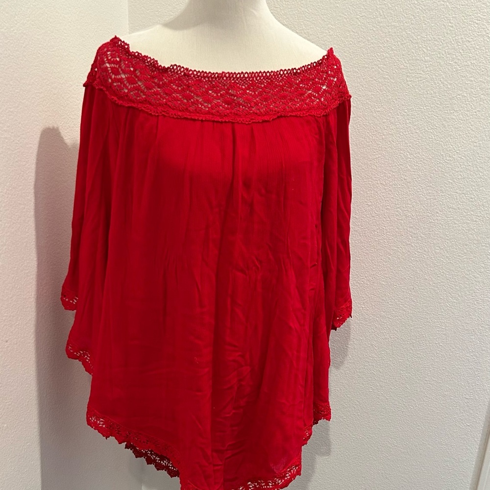 Red off the shoulder blouse  loose mini dress size XL